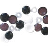 White, brown & black plastic screw caps & washers