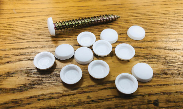 White plastic screw caps